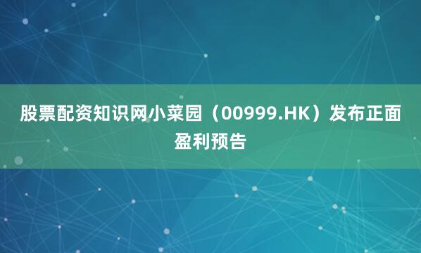 股票配资知识网小菜园（00999.HK）发布正面盈利预告