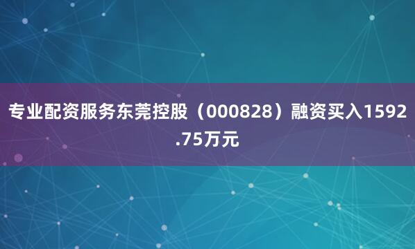 专业配资服务东莞控股（000828）融资买入1592.75万元